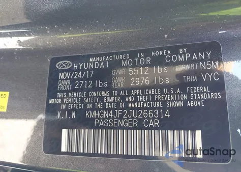 2018 Genesis G80 5.0 Ultimate из США, поврежденный, VIN KMHGN4JF2JU266314